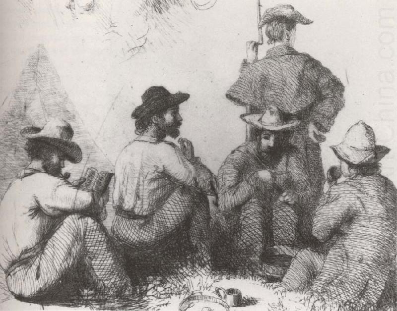 Camp Scenes,Five Soldiers, Conrad Wise Chapman